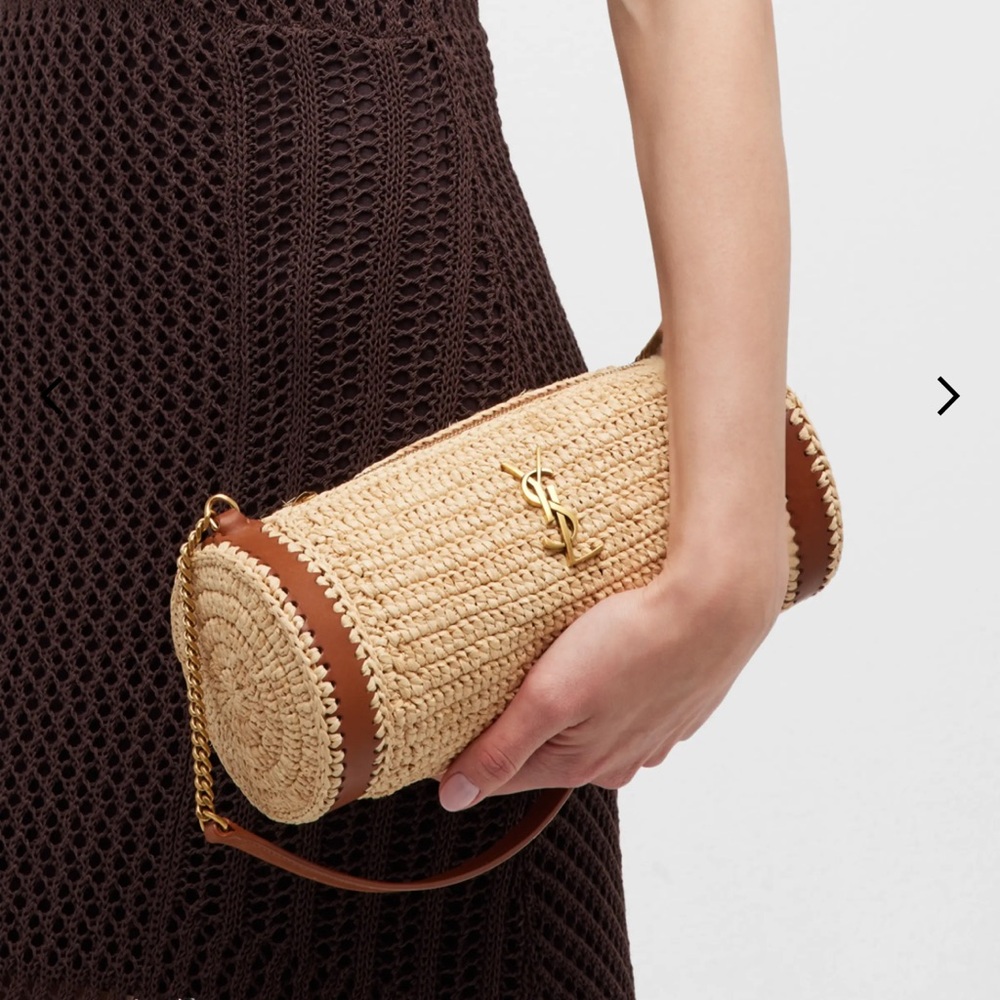 Saint Laurent Cassandre Cylinder Bag in Raffia